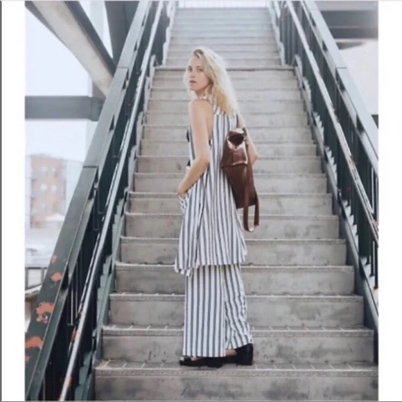 Free People Tuxedo Stripe Pant/Top Suit - L - Picture 4 of 12